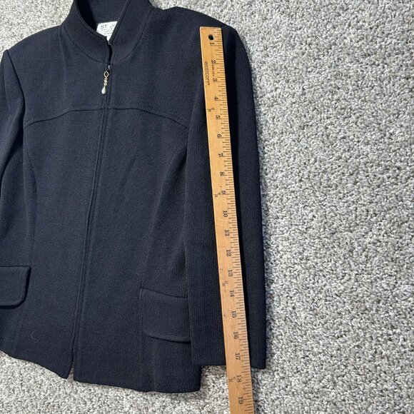 St. John Collection Set Black Zip Jacket Sleeveless Knit Top & Black Skirt - Picture 6 of 10